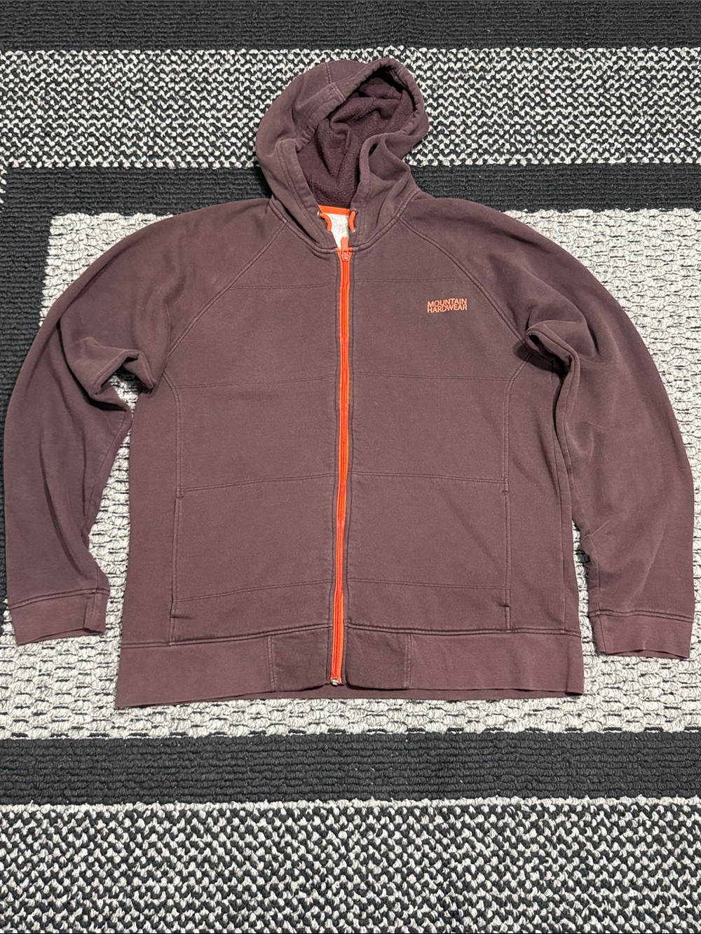 Mountain Hardwear Full Zip Hoodie Men’s L Brown Orange Hiking Outdoor Gorpcore